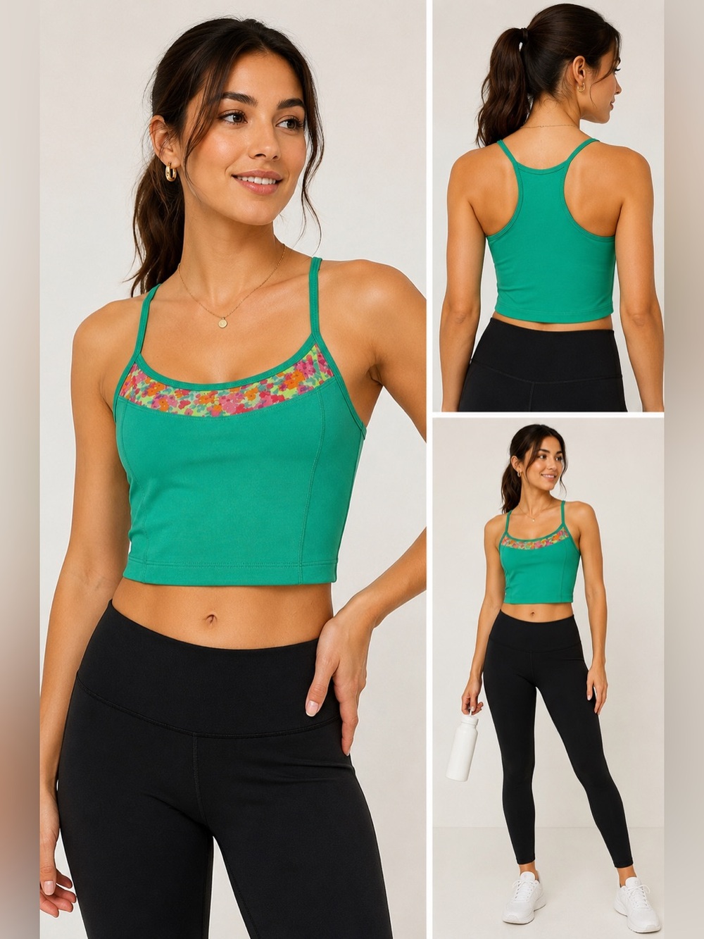 Nanette Lepore Play Floral Sports Bra Vivid Green Size L NWT